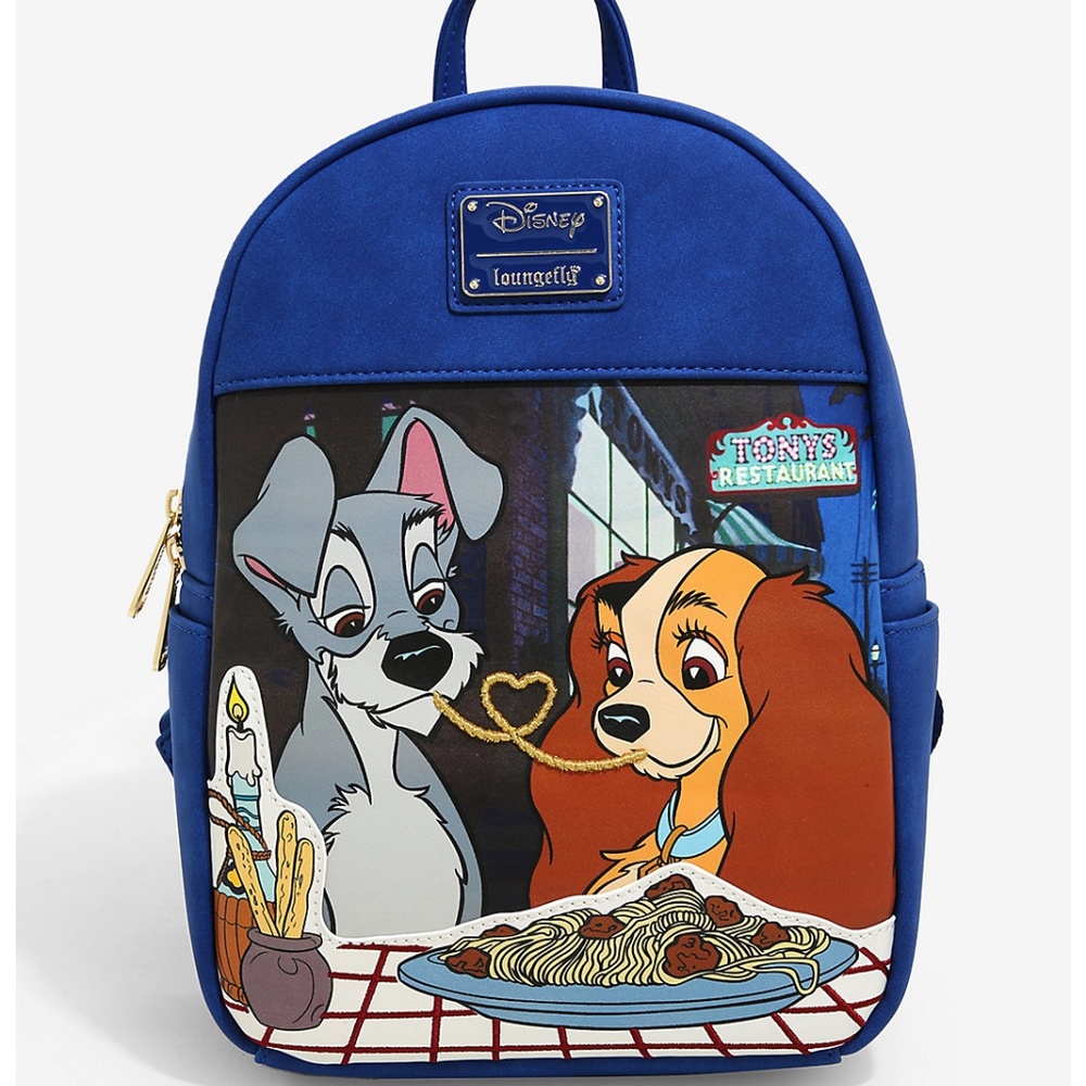 NWT! Adorable Loungefly Disney’s Lady and the Tramp Backpack!💙🍝